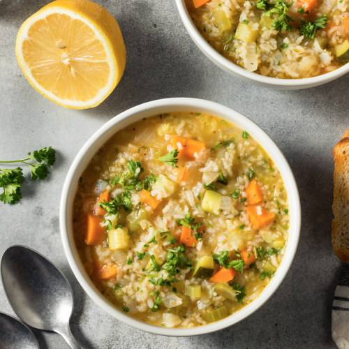 Vegan Lemon Rice Soup | Slimming World Friendly Recipe - Fatgirlskinny ...