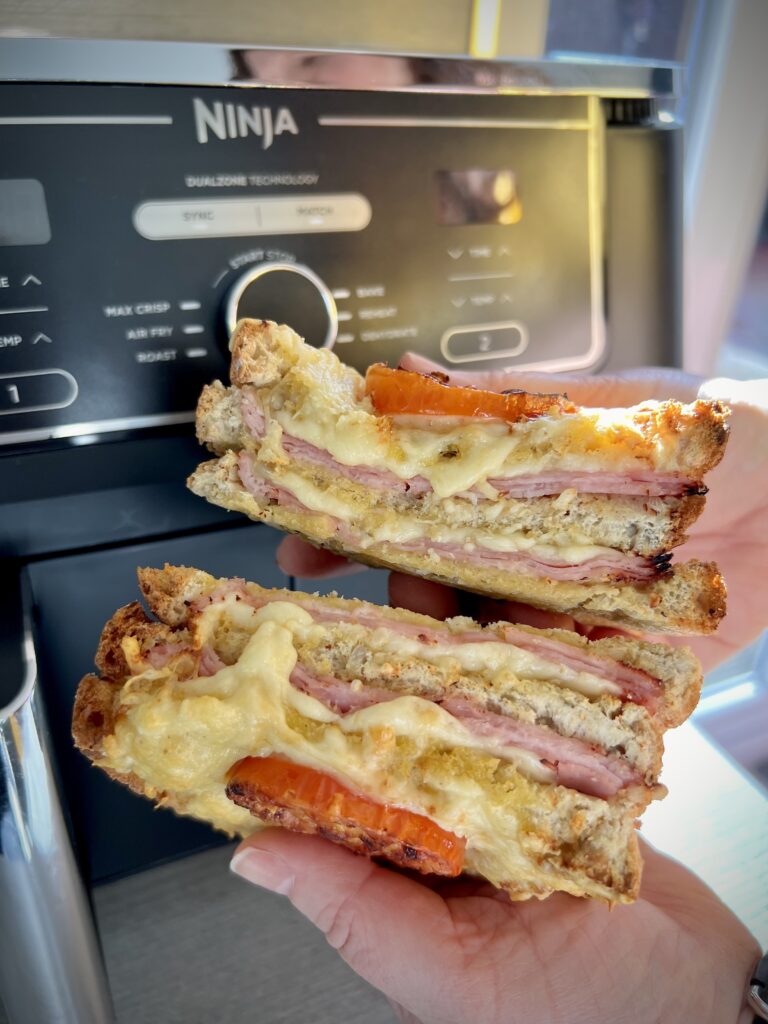 Best Ever Cheese and Ham Toastie in the Air Fryer - Fatgirlskinny.net
